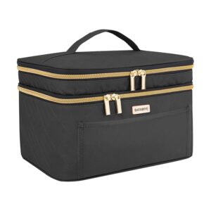 Bolsa organizadora grande de cuero de doble capa, accesorios de viaje