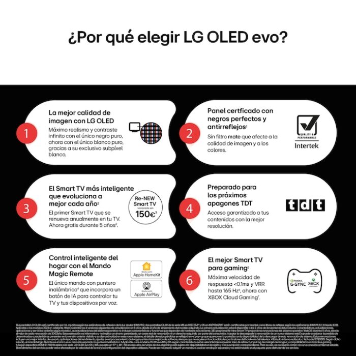TV OLED evo AI G5 164cm (65") LG OLED65G55LW, Smart TV 4K, soporte pared incluido - Imagen 3