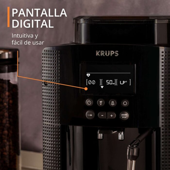 Cafetera superautomática Krups Pisa EA81P0 diseño compacto 3 niveles de temperatura y 3 texturas de molido - Imagen 2