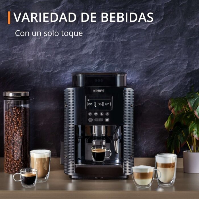 Cafetera superautomática Krups Pisa EA81P0 diseño compacto 3 niveles de temperatura y 3 texturas de molido - Imagen 4