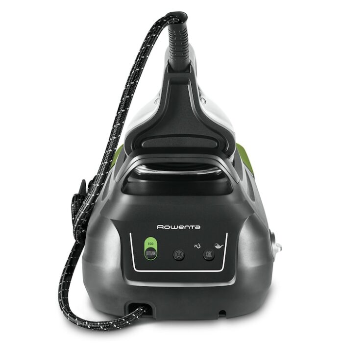 Características El centro de planchado Rowenta Eco Steam Pro DG9661 es un dispositivo diseñado para ofrecer un planchado eficiente y respetuoso con el medio ambiente. Este modelo cuenta con un sistema de calentamiento rápido que permite estar listo para usar en solo 2 minutos y un modo Eco que ahorra hasta un 50 % de energía. Con una presión de 7,8 bares, proporciona una salida de vapor continua de hasta 150 g/min y un potente golpe de vapor de 600 g/min, ideal para eliminar las arrugas más difíciles. Además, su suela Microsteam 400 HD 3D Láser garantiza un deslizamiento óptimo sobre las prendas. El centro de planchado incluye un depósito extraíble con una capacidad de 1.3 litros y cuenta con características de seguridad como apagado automático y bloqueo de seguridad. Su diseño ecorresponsable se refleja en la fabricación con hasta un 42 % de materiales reciclados y su capacidad de ser hasta un 85 % reciclable, lo que lo convierte en una opción sostenible para el hogar. Instrucciones MODELO: DG9661 REFERENCIA: 001007747159056 EAN: 3121040089514 Autonomí­a de la caldera Limitada Capacidad depósito 1,3 litros Presión de vapor 8 bar Golpe de vapor 600 g/min Vapor contínuo 150 g/min Tecnología Modo Eco Calentamiento rápido en 2 minutos Apagado automático Bloqueo de seguridad Material de la suela Microsteam 400 HD 3D Láser Tipo de depósito Extraíble Tipo Centro de planchado Dotación de la plancha Recolector de cal Punta de precisión Dimensiones 24,9 x 44,7 x 33,8 cm Peso 5,4 kg Alimentación Red Longitud del cable 1,9 m Potencia 2800 W - Imagen 4