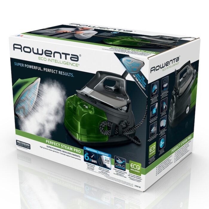 Características El centro de planchado Rowenta Eco Steam Pro DG9661 es un dispositivo diseñado para ofrecer un planchado eficiente y respetuoso con el medio ambiente. Este modelo cuenta con un sistema de calentamiento rápido que permite estar listo para usar en solo 2 minutos y un modo Eco que ahorra hasta un 50 % de energía. Con una presión de 7,8 bares, proporciona una salida de vapor continua de hasta 150 g/min y un potente golpe de vapor de 600 g/min, ideal para eliminar las arrugas más difíciles. Además, su suela Microsteam 400 HD 3D Láser garantiza un deslizamiento óptimo sobre las prendas. El centro de planchado incluye un depósito extraíble con una capacidad de 1.3 litros y cuenta con características de seguridad como apagado automático y bloqueo de seguridad. Su diseño ecorresponsable se refleja en la fabricación con hasta un 42 % de materiales reciclados y su capacidad de ser hasta un 85 % reciclable, lo que lo convierte en una opción sostenible para el hogar. Instrucciones MODELO: DG9661 REFERENCIA: 001007747159056 EAN: 3121040089514 Autonomí­a de la caldera Limitada Capacidad depósito 1,3 litros Presión de vapor 8 bar Golpe de vapor 600 g/min Vapor contínuo 150 g/min Tecnología Modo Eco Calentamiento rápido en 2 minutos Apagado automático Bloqueo de seguridad Material de la suela Microsteam 400 HD 3D Láser Tipo de depósito Extraíble Tipo Centro de planchado Dotación de la plancha Recolector de cal Punta de precisión Dimensiones 24,9 x 44,7 x 33,8 cm Peso 5,4 kg Alimentación Red Longitud del cable 1,9 m Potencia 2800 W - Imagen 6