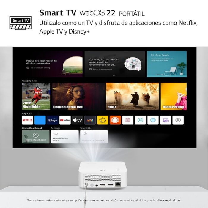 Proyector LG CineBeam PF510Q, 120", Full HD, 450 ANSI Lumen, Smart TV WebOS 5.0 - Imagen 4